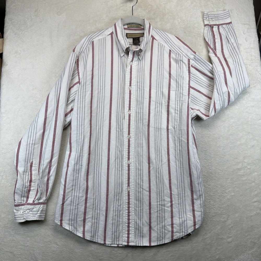 Naturalife The Big Shirt Mens M Striped Button Down Long Sleeve 90s Preppy